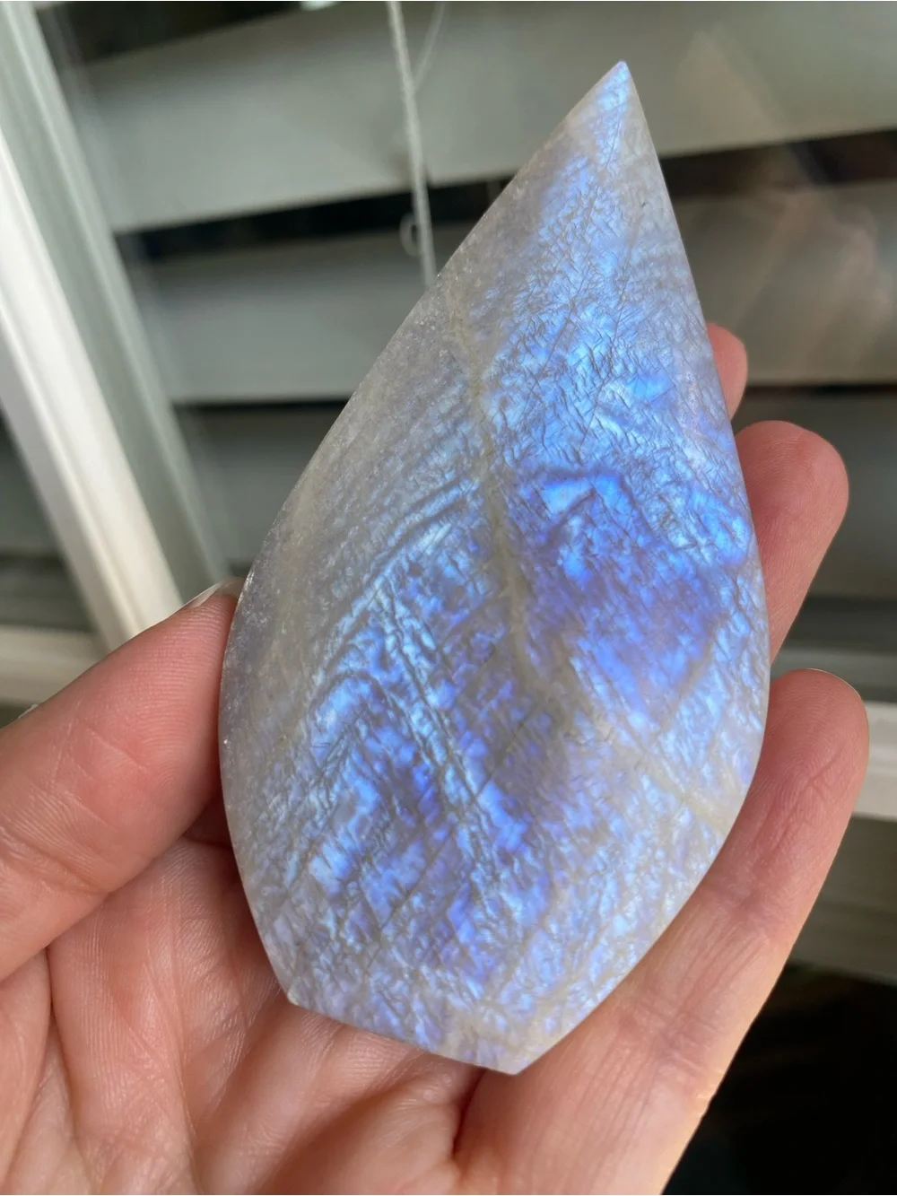 🌙💙 4” Blue Flash Moonstone Teardrop — A TRUE STATEMENT PIECE! 💙🌙